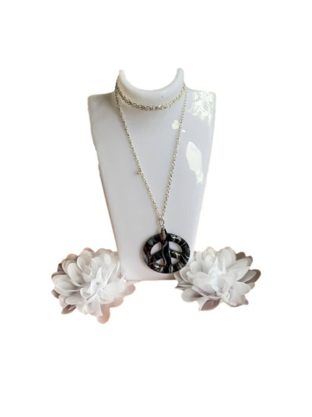 Vintage Black and White Peace Necklace